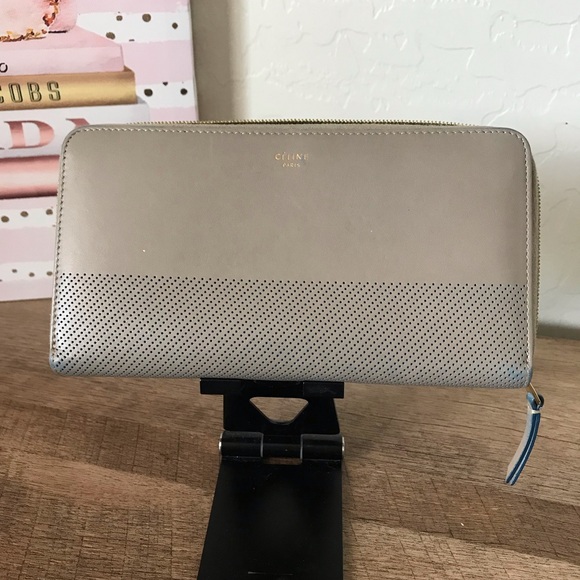 Celine Paris Gray/Brownish Zip Wallet - Picture 1 of 14